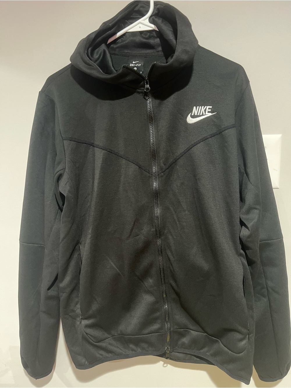 Nike Black Full-Zip Hooded Performance Jacket, Size: M